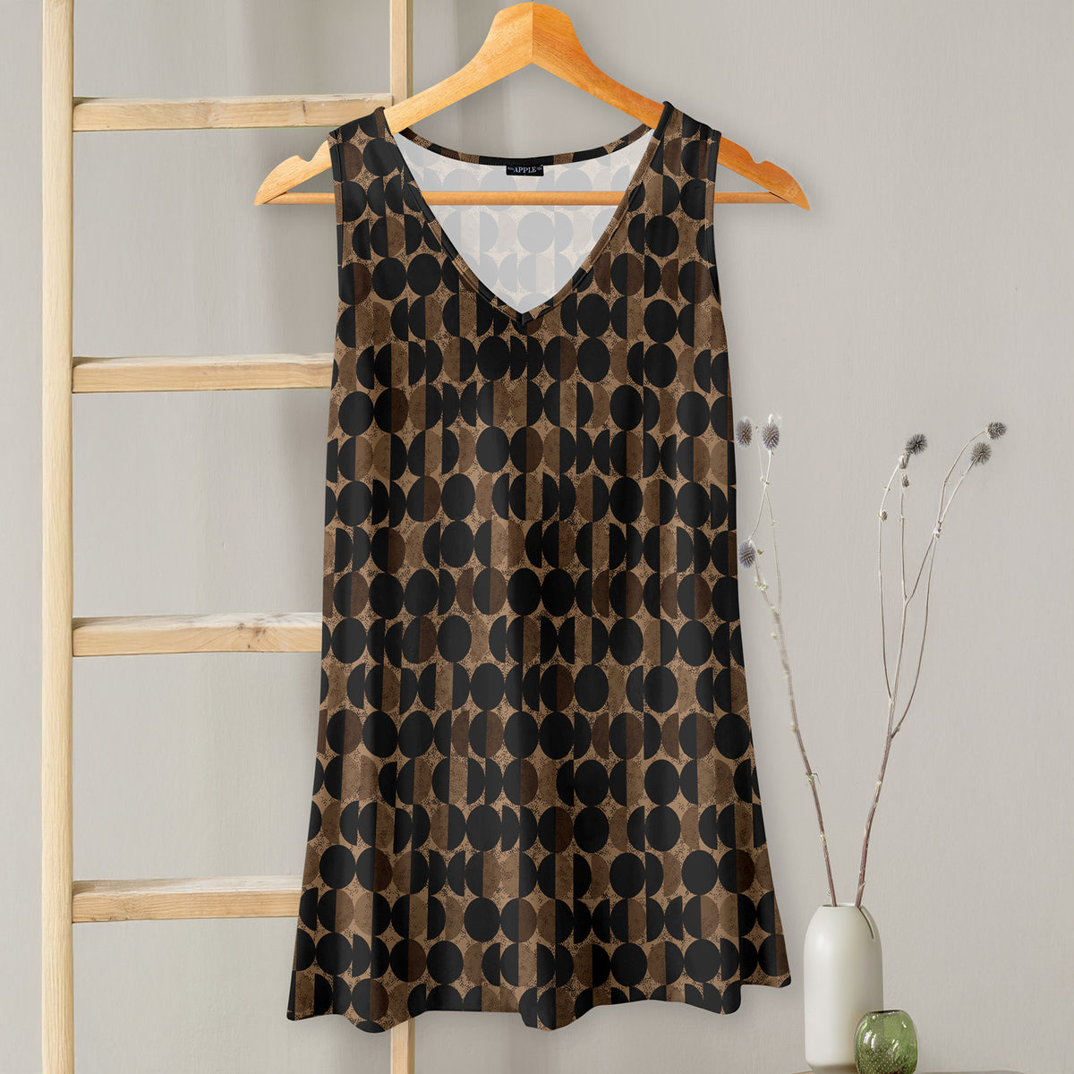 V-neck Sleeveless Top - Geometric