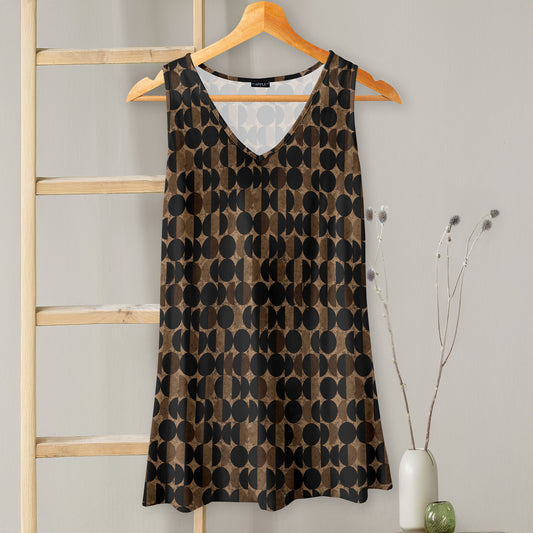 V-neck Sleeveless Top - Geometric