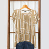 Short Sleeve V-Neck Tunic - Abstract Line Art
