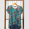 Short Sleeve V-Neck Tunic - Floral