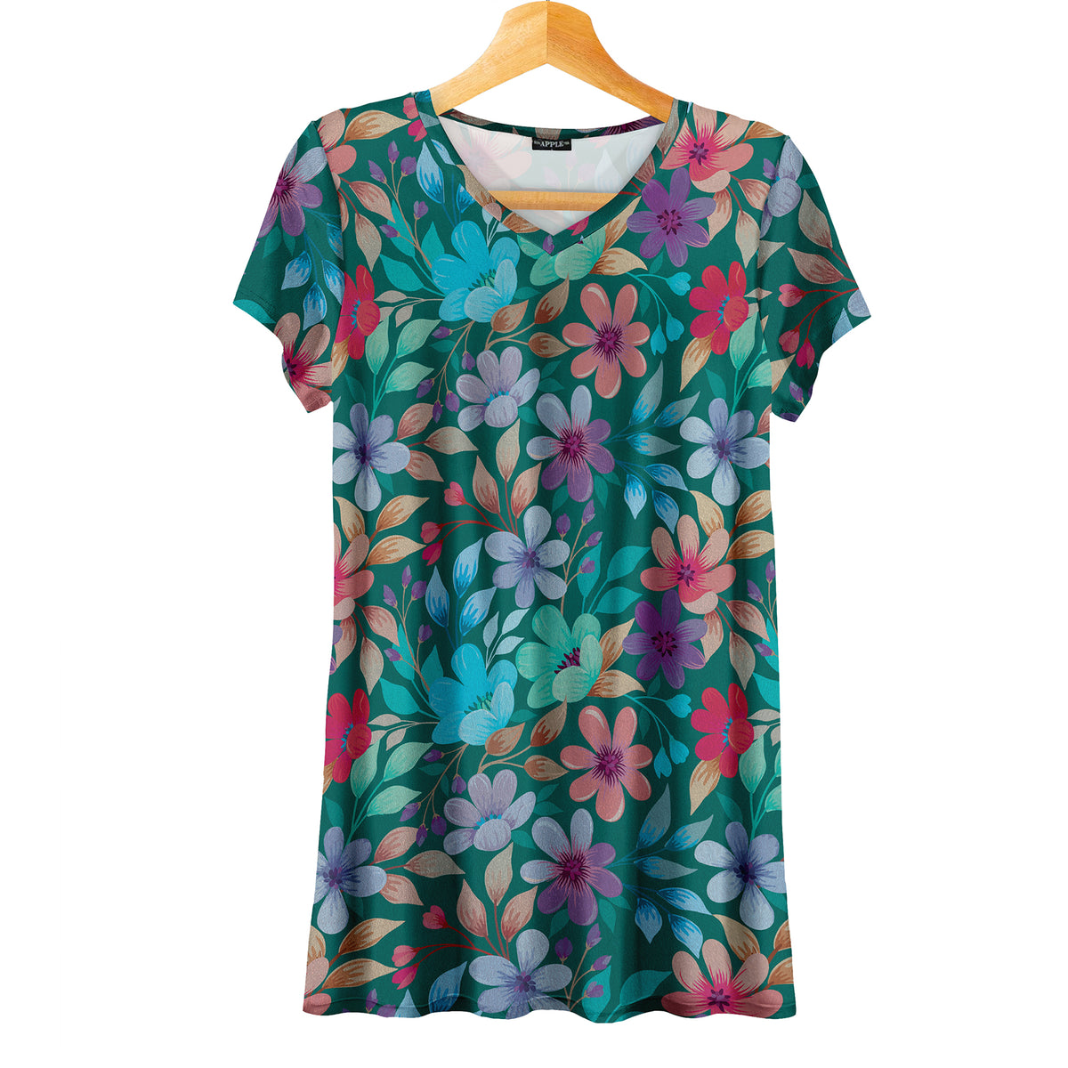 Short Sleeve V-Neck Tunic - Floral