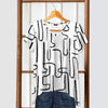 Short Sleeve V-Neck Tunic - Abstract Line Art