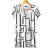 Short Sleeve V-Neck Tunic - Abstract Line Art