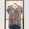 Short Sleeve V-Neck Tunic - Boho Mandala