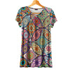 Short Sleeve V-Neck Tunic - Boho Mandala