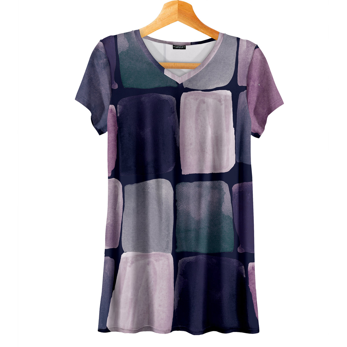Short Sleeve V-Neck Tunic - Abstract