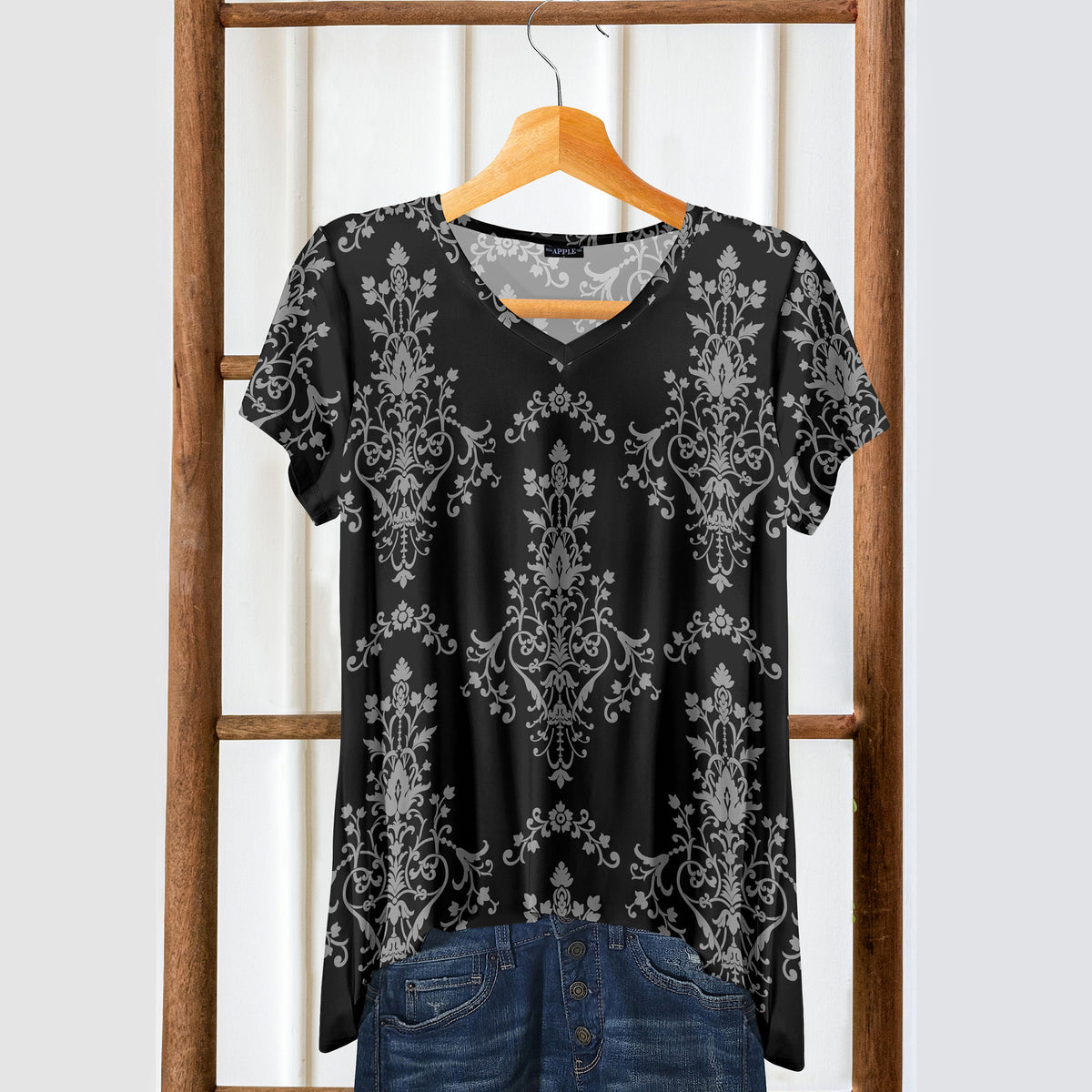 Short Sleeve V-Neck Tunic - Arabesque