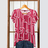 Short Sleeve V-Neck Tunic - Abstract Line Art