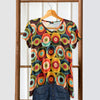 Short Sleeve V-Neck Tunic - Geometric