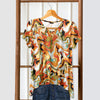 Short Sleeve V-Neck Tunic - Abstract