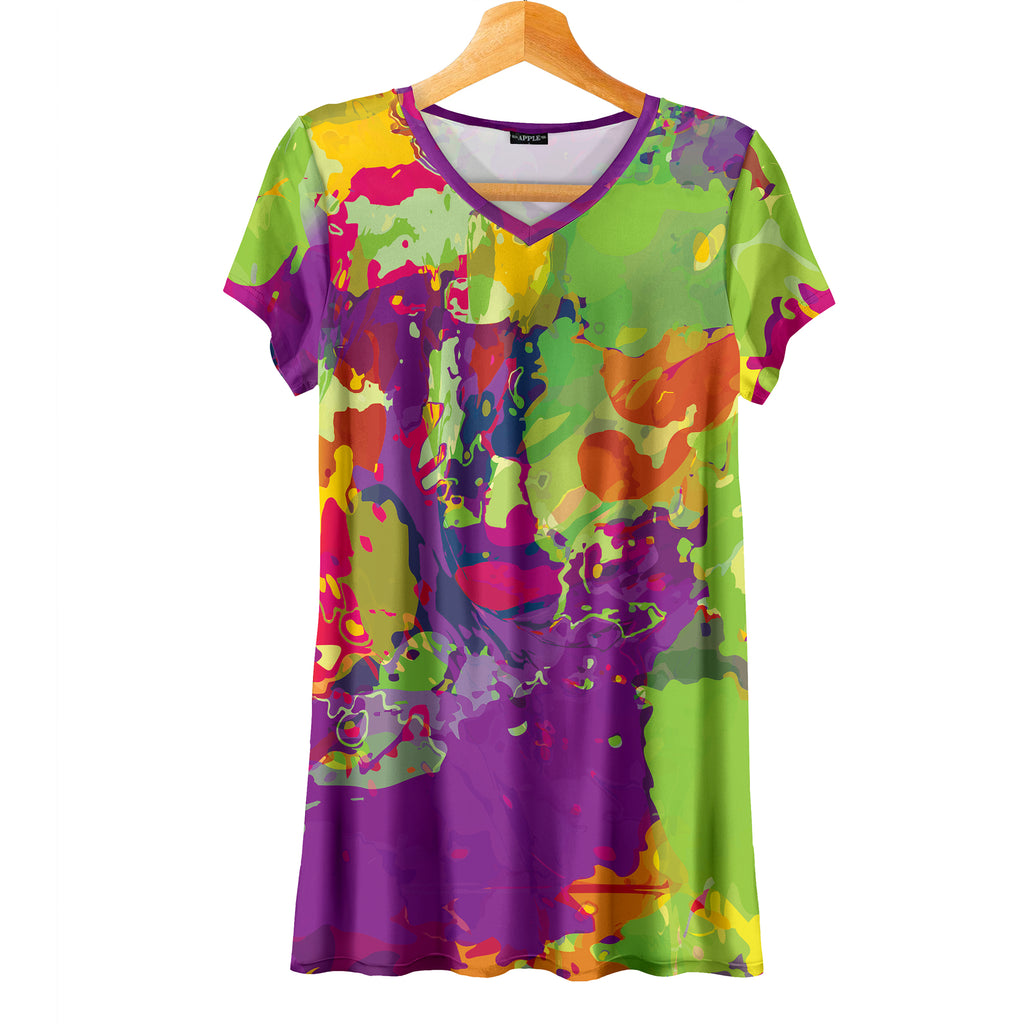 Short Sleeve V-Neck Tunic - Abstract