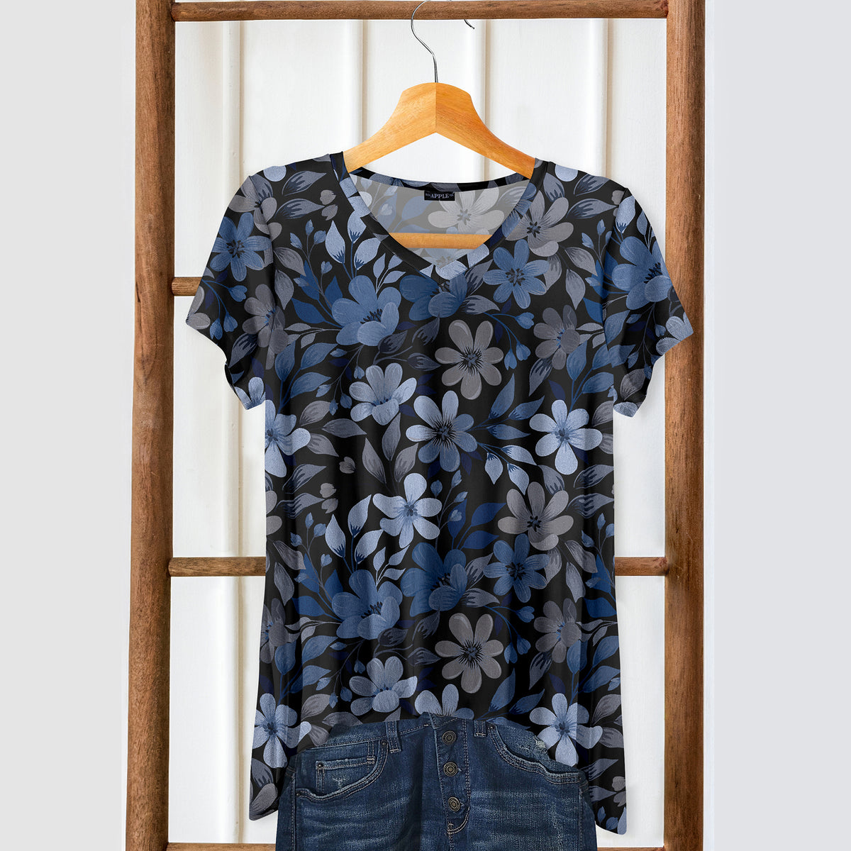 Short Sleeve V-Neck Tunic - Floral