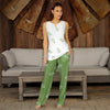2 Piece Set -  Sleeveless Keyhole Top & Pocket Pants - Floral
