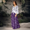 2 Piece Set - Front Tie Three Quarter Sleeve Top and Maxi Skirt - Floral