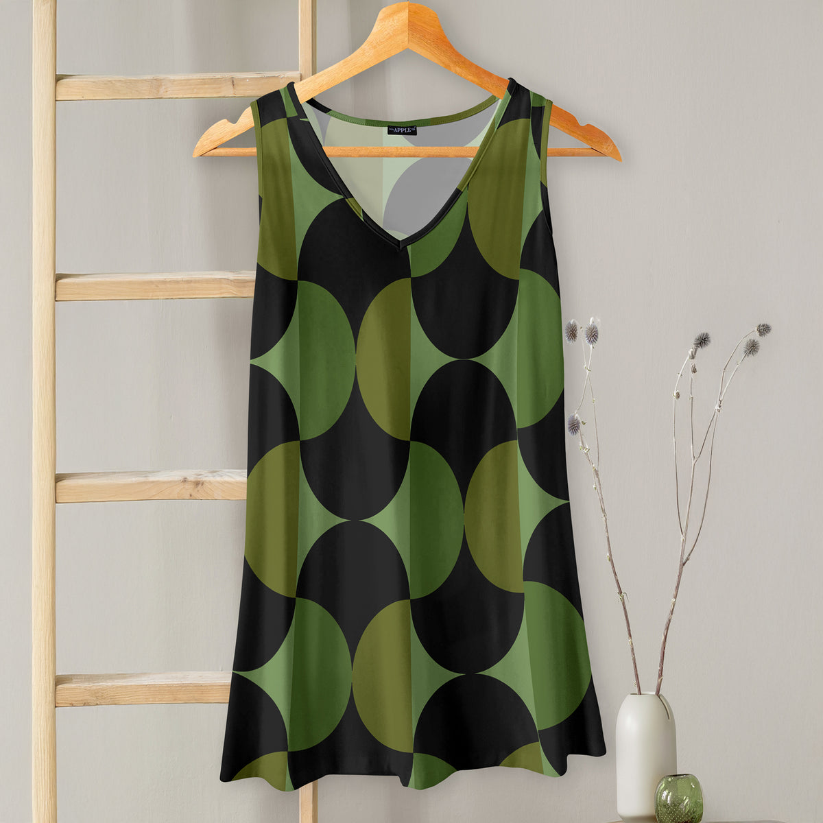 V-neck Sleeveless Top - Geometric