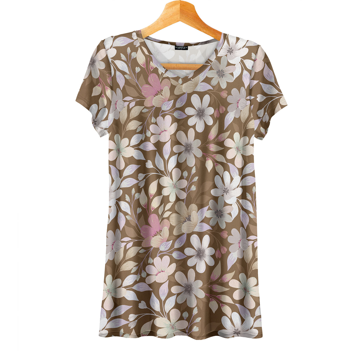 Short Sleeve V-Neck Tunic - Floral