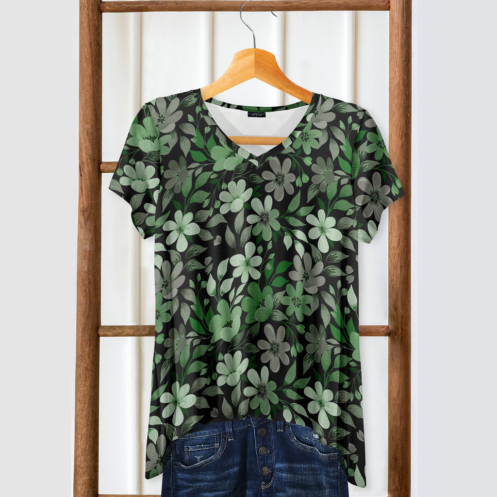 Short Sleeve V-Neck Tunic - Floral
