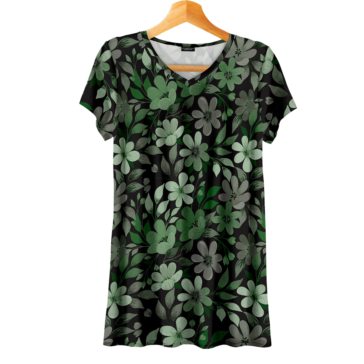 Short Sleeve V-Neck Tunic - Floral