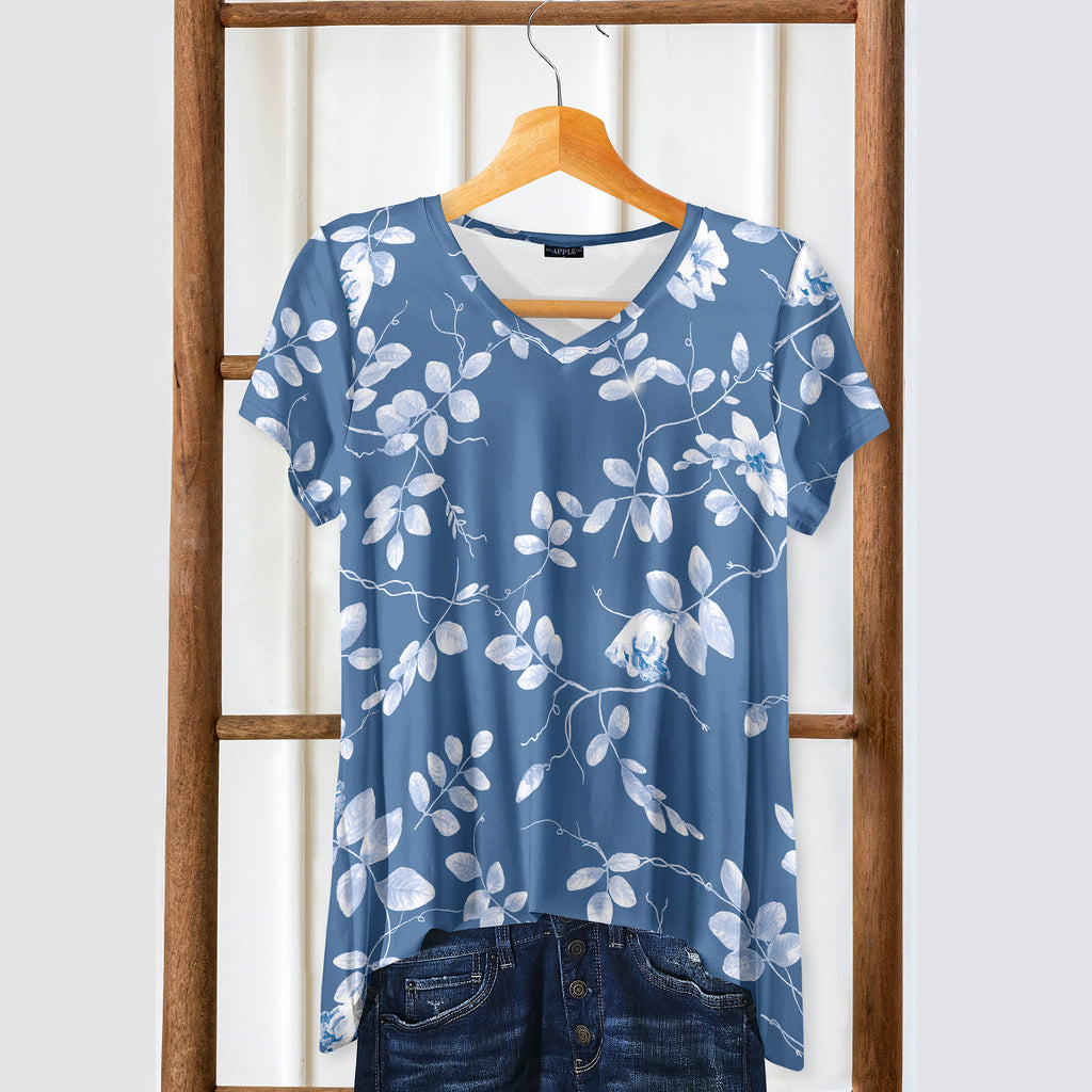 Short Sleeve V-Neck Tunic - Floral