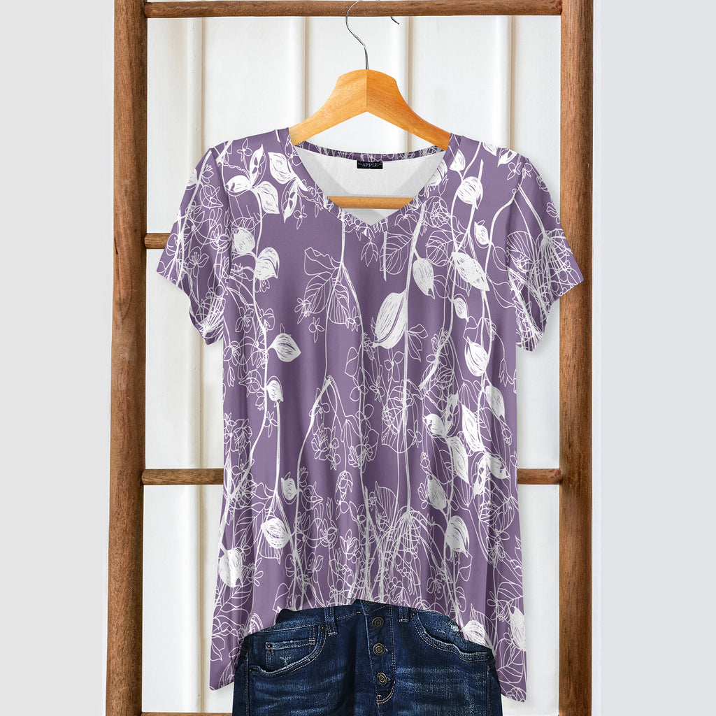 Short Sleeve V-Neck Tunic - Floral