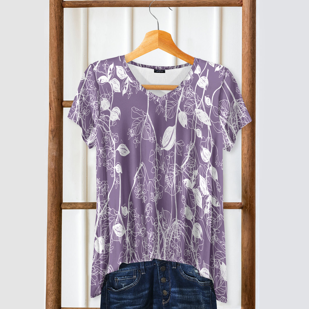 Short Sleeve V-Neck Tunic - Floral