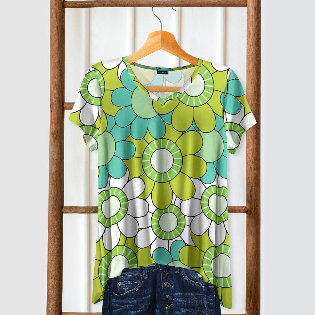 Short Sleeve V-Neck Tunic - Floral