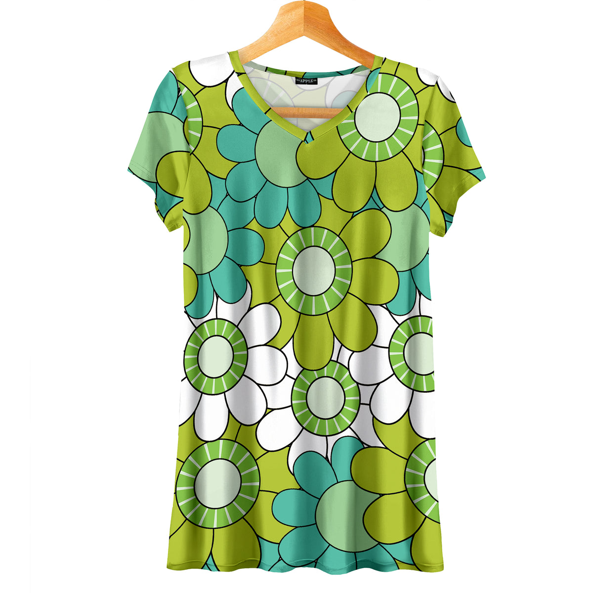 Short Sleeve V-Neck Tunic - Floral