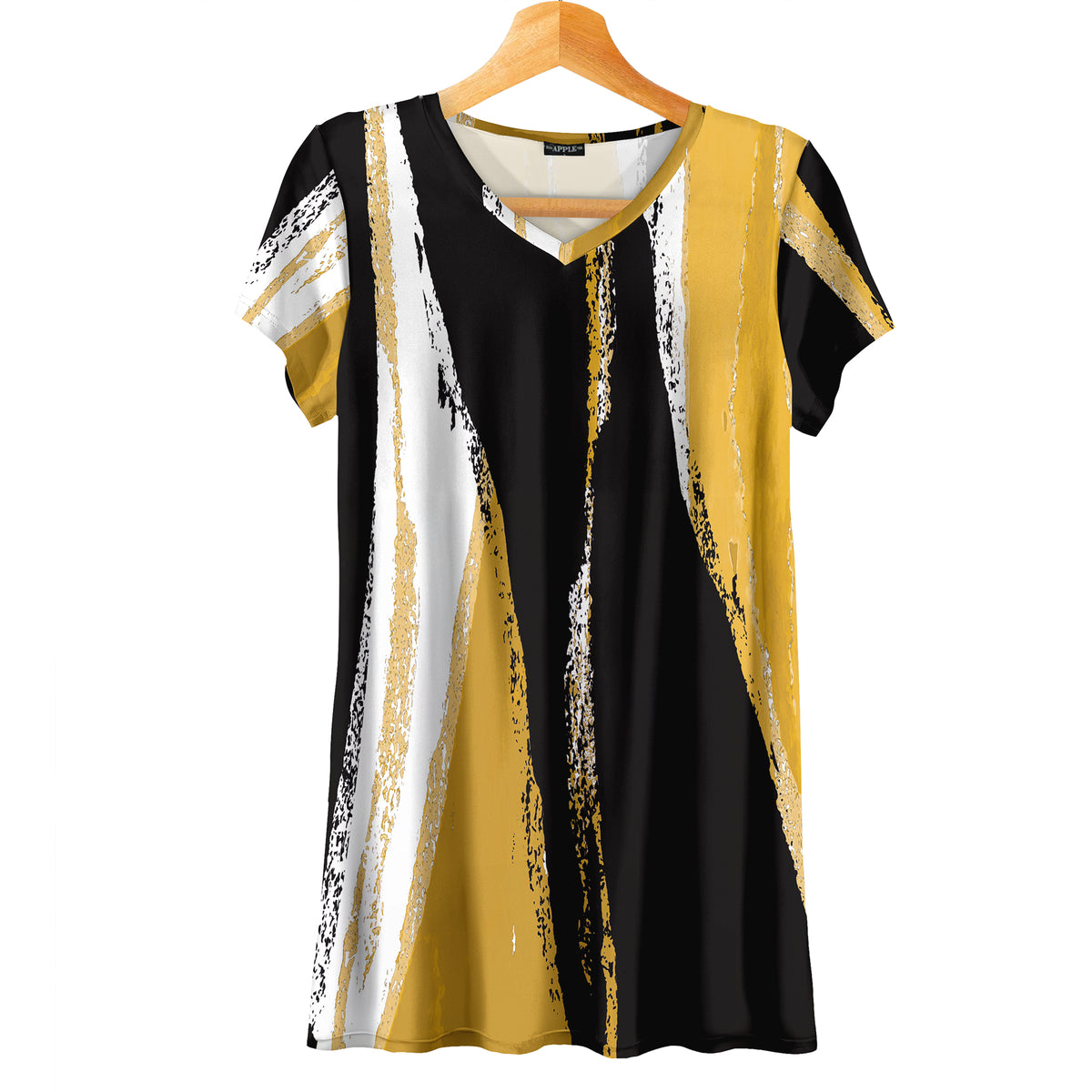 Short Sleeve V-Neck Tunic - Abstract