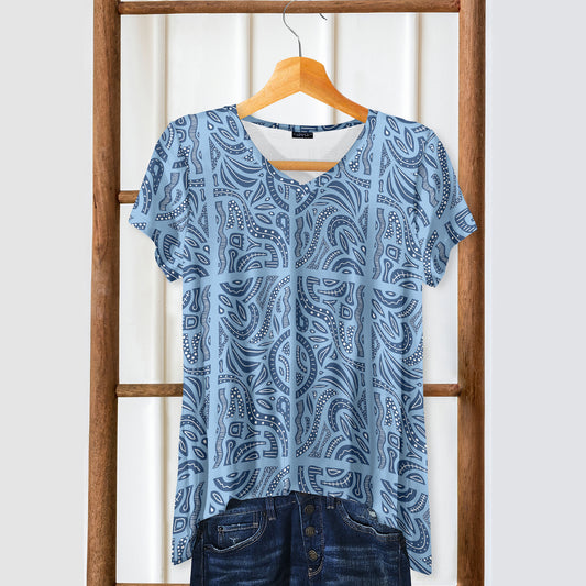 Short Sleeve V-Neck Tunic - Abstract