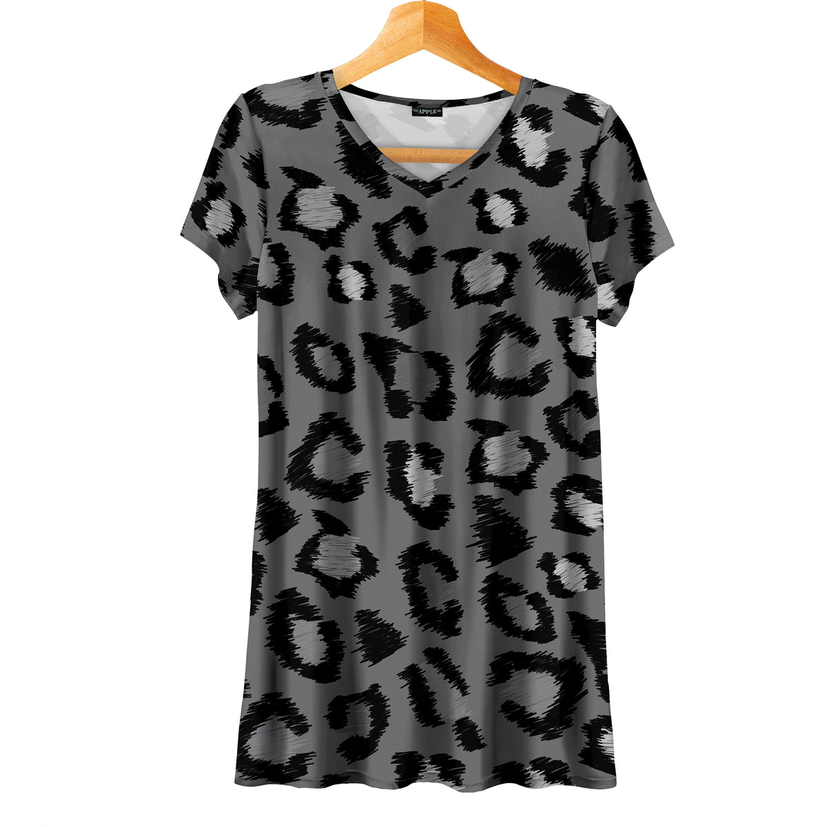 Short Sleeve V-Neck Tunic - Leopard Print