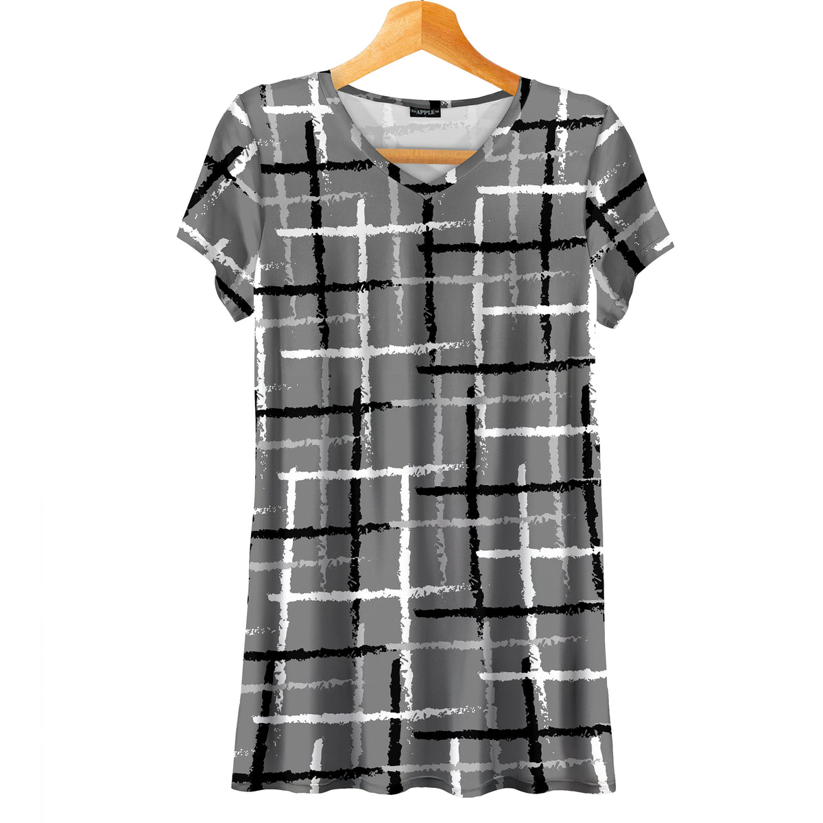 Short Sleeve V-Neck Tunic - Crosshatch