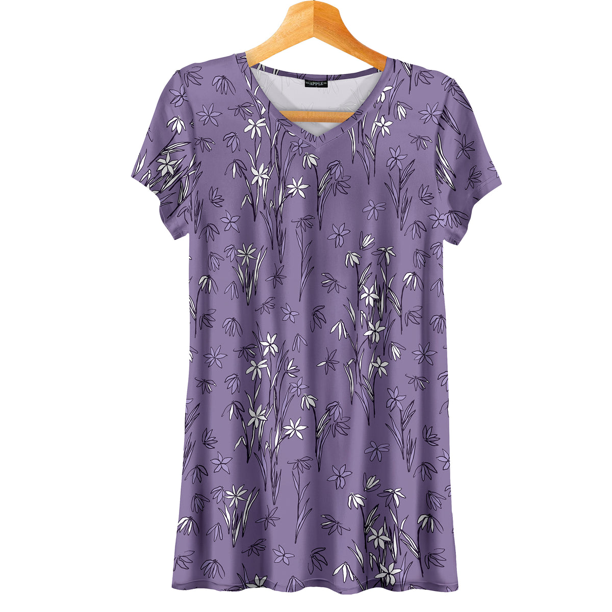 Short Sleeve V-Neck Tunic - Floral
