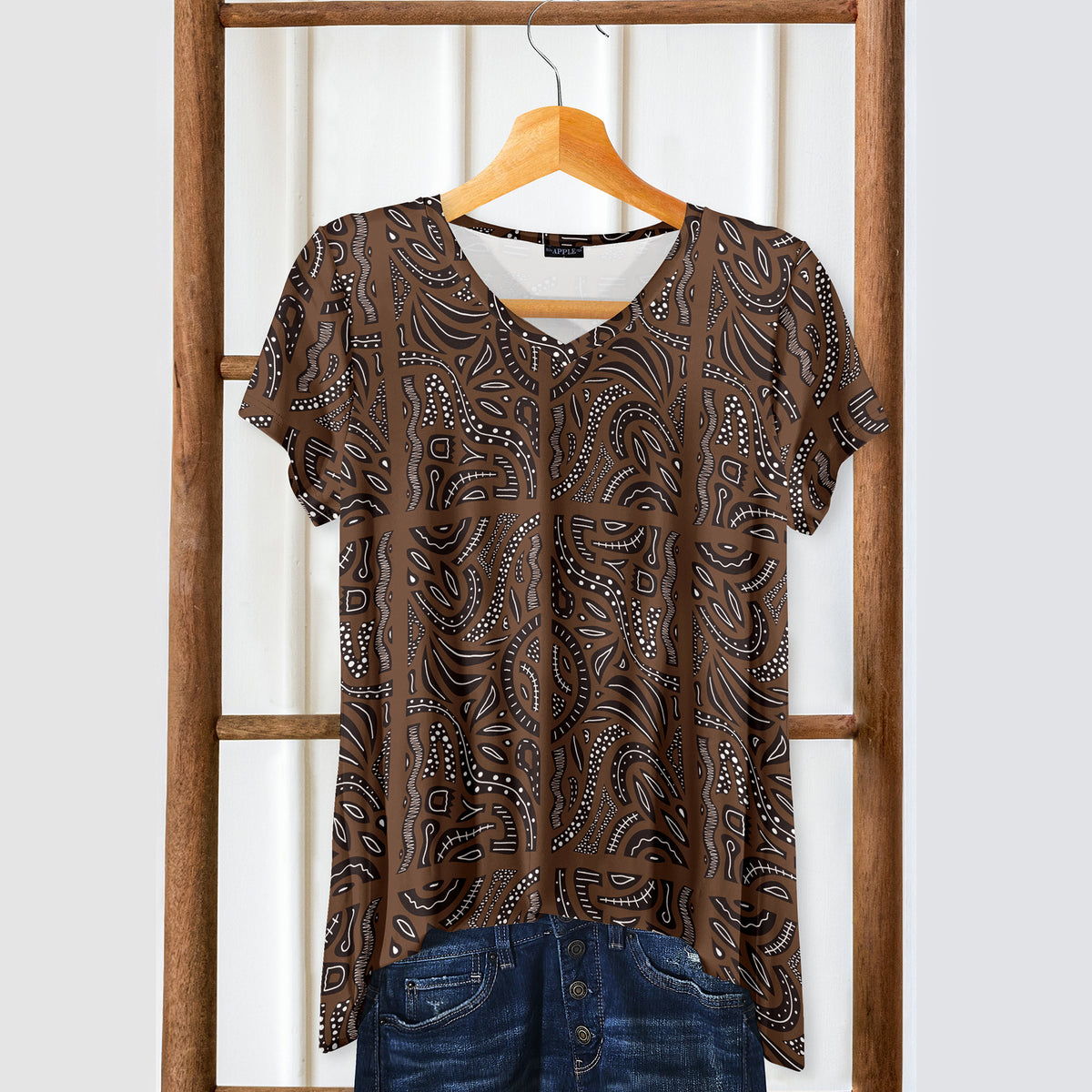 Short Sleeve V-Neck Tunic - Abstract