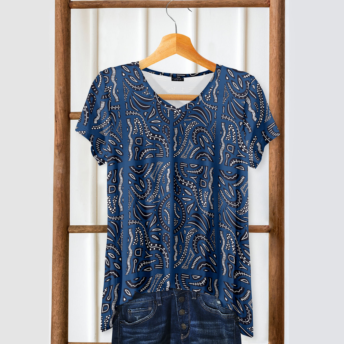 Short Sleeve V-Neck Tunic - Abstract