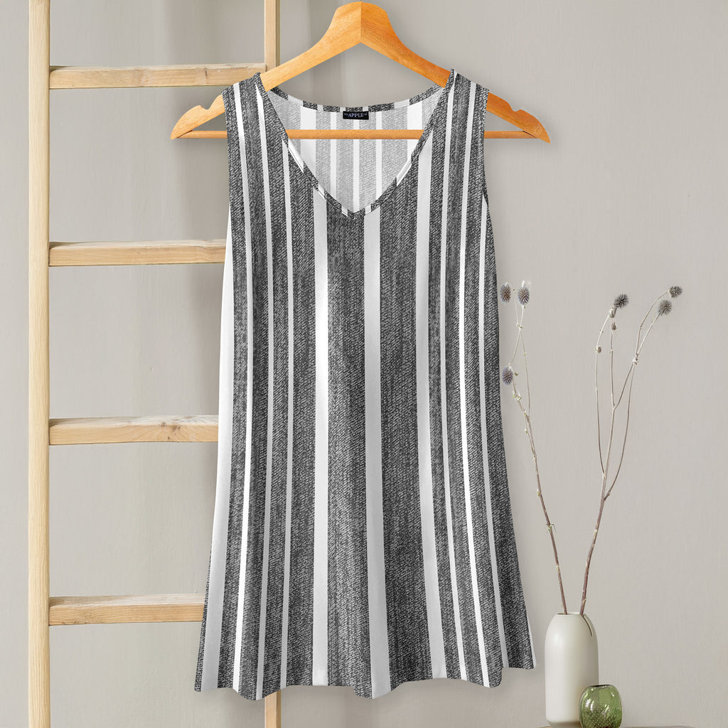 V-neck Sleeveless Top - Stripes