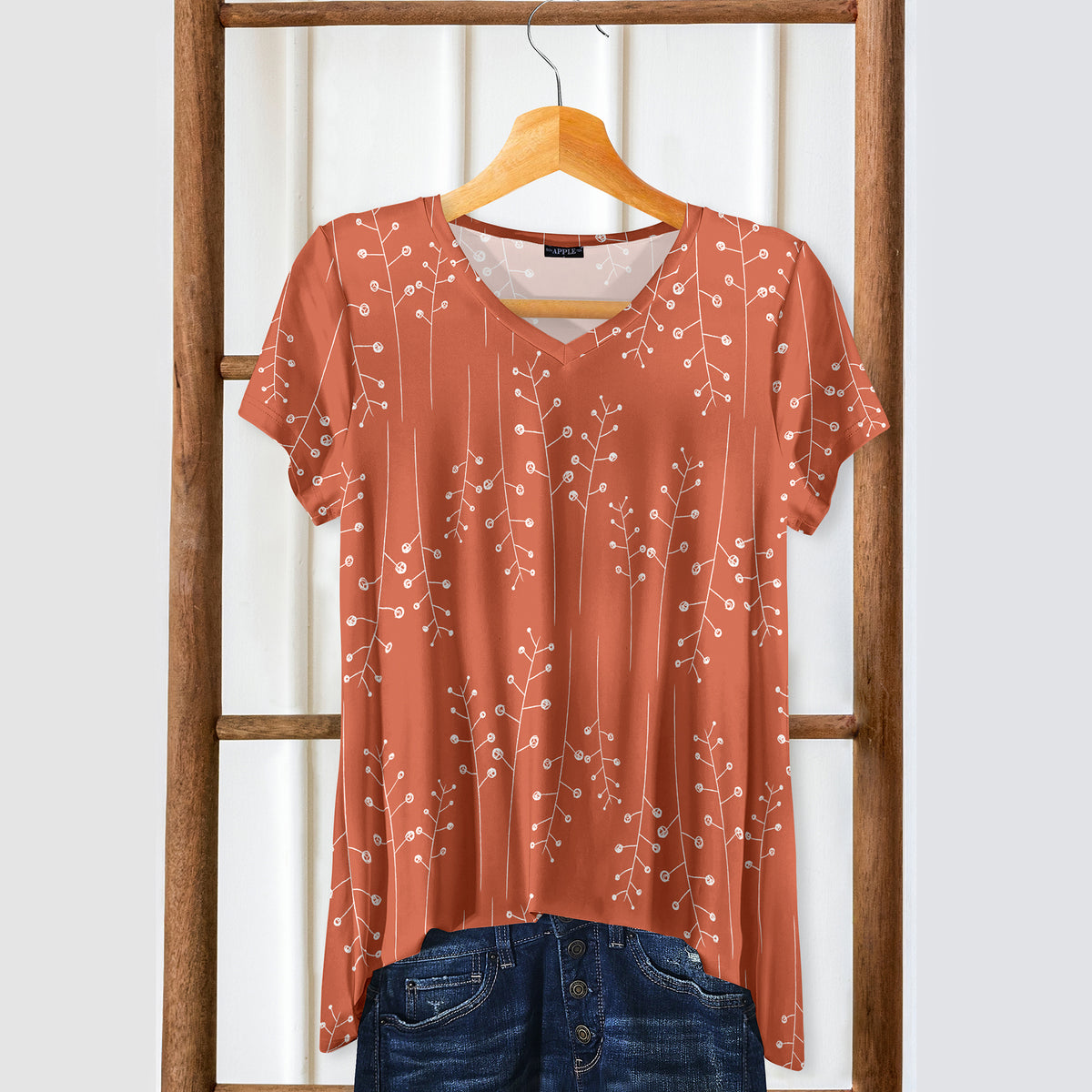Short Sleeve V-Neck Tunic - Floral