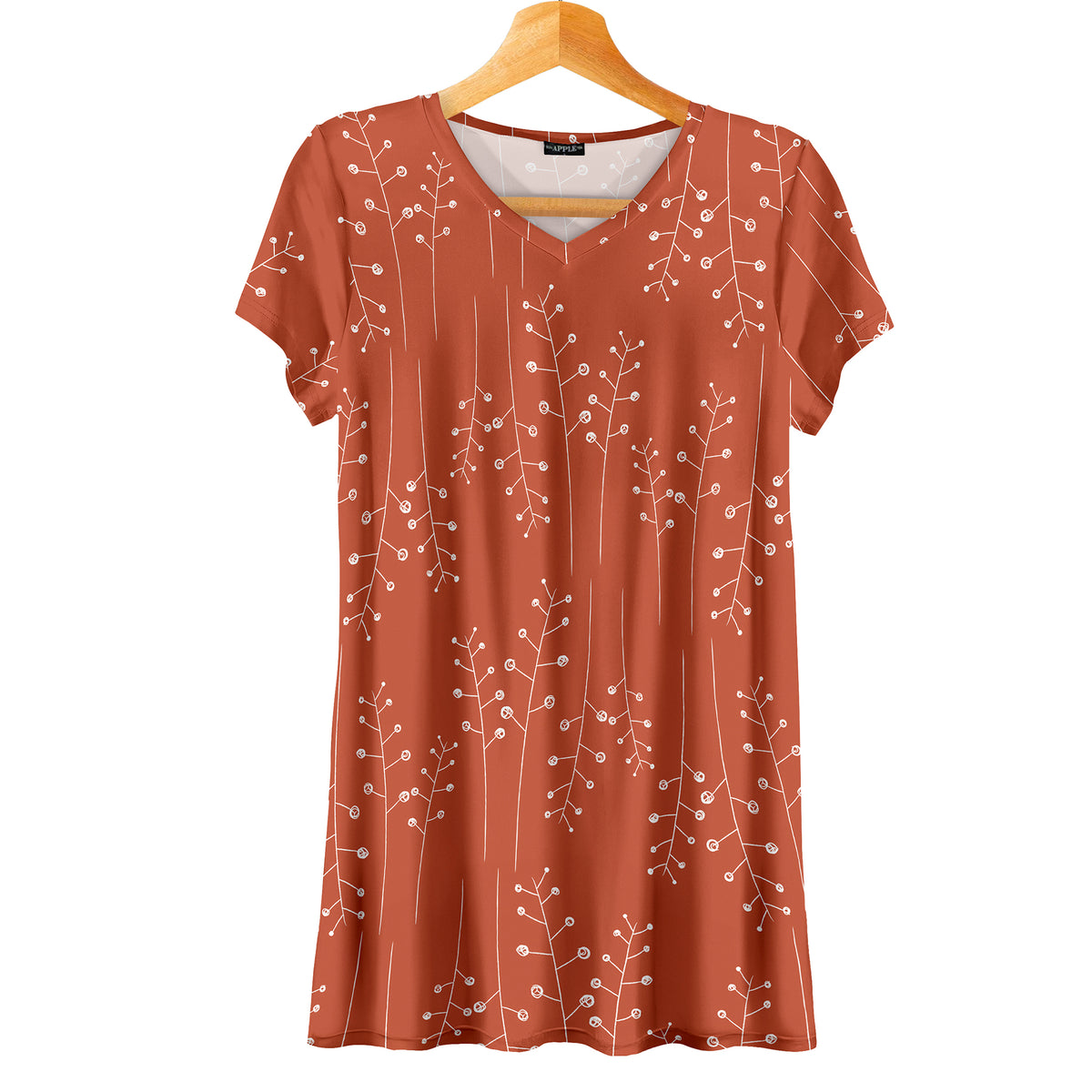 Short Sleeve V-Neck Tunic - Floral