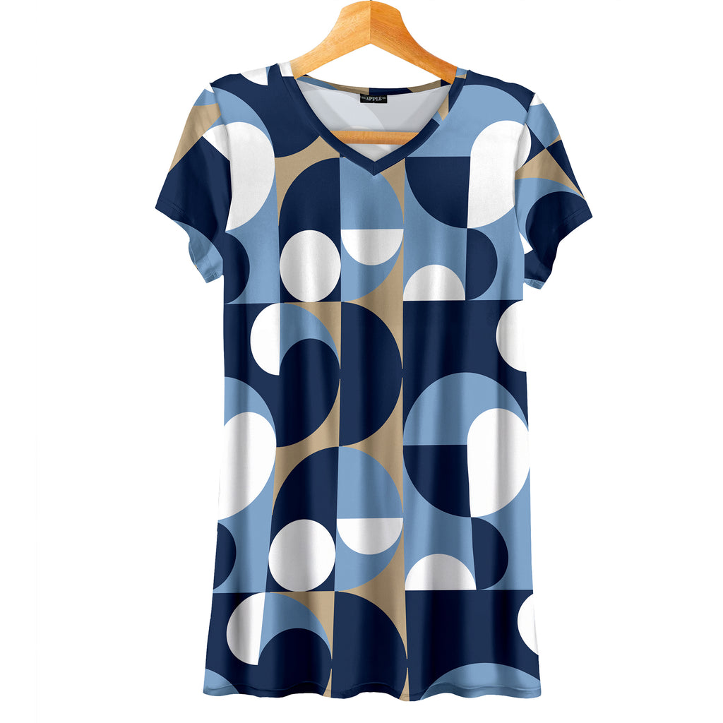 Short Sleeve V-Neck Tunic - Geometric
