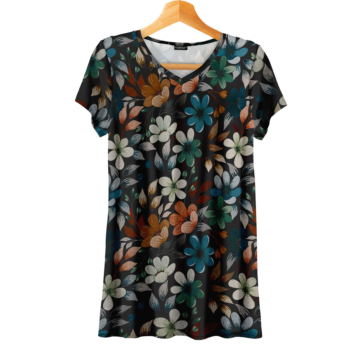 Short Sleeve V-Neck Tunic - Floral