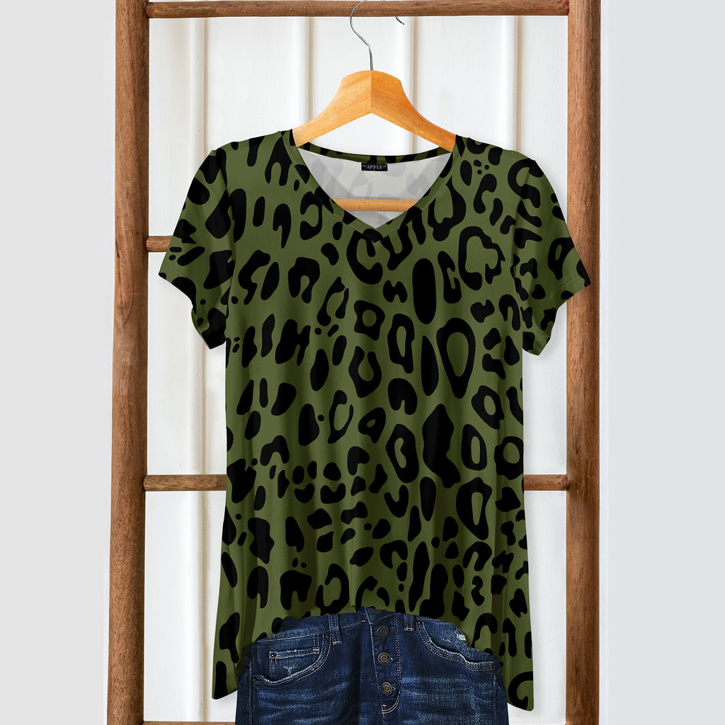 Short Sleeve V-Neck Tunic - Leopard Print