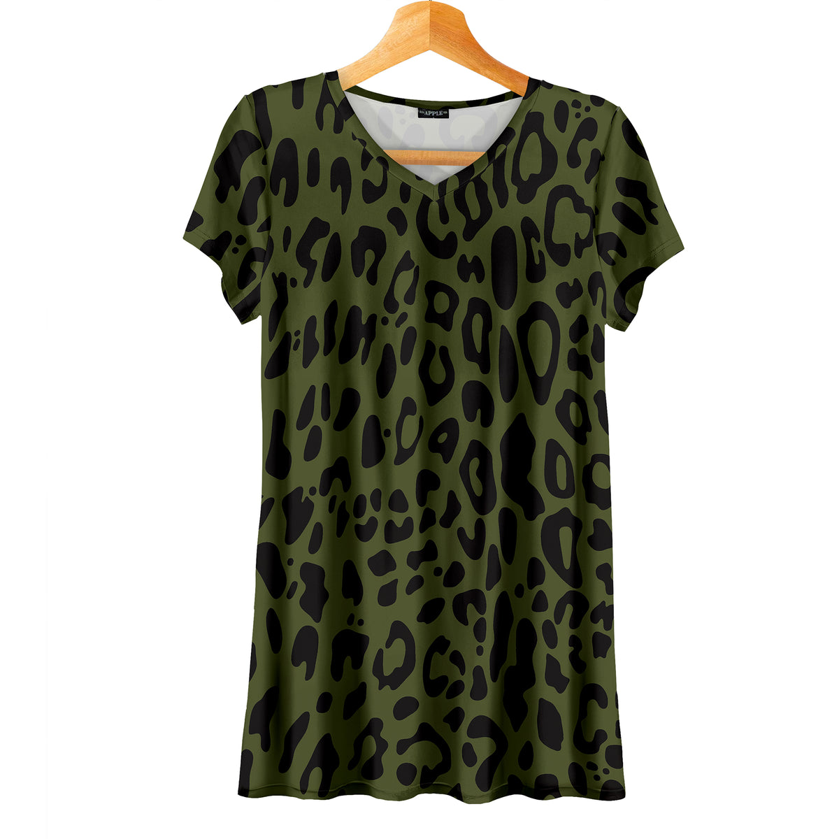Short Sleeve V-Neck Tunic - Leopard Print