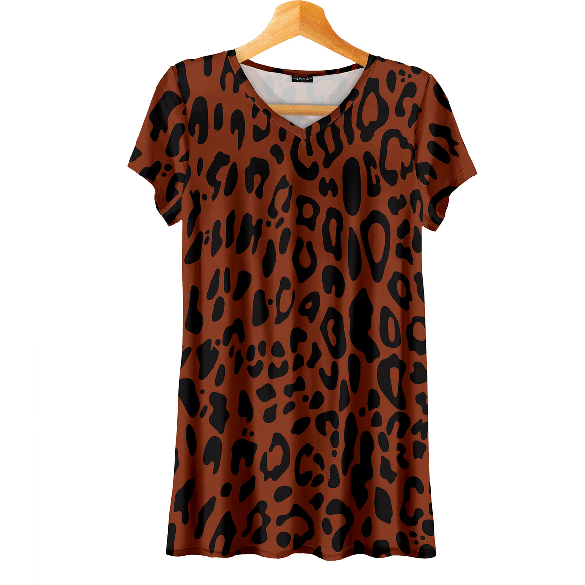 Short Sleeve V-Neck Tunic - Leopard Print