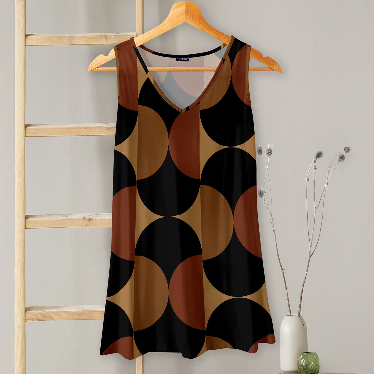 V-neck Sleeveless Top - Geometric