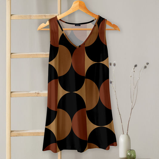 V-neck Sleeveless Top - Geometric