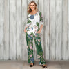 2 Piece Set - Pleated Three Quarter Sleeve Tunic and Pocket Pants - Floral