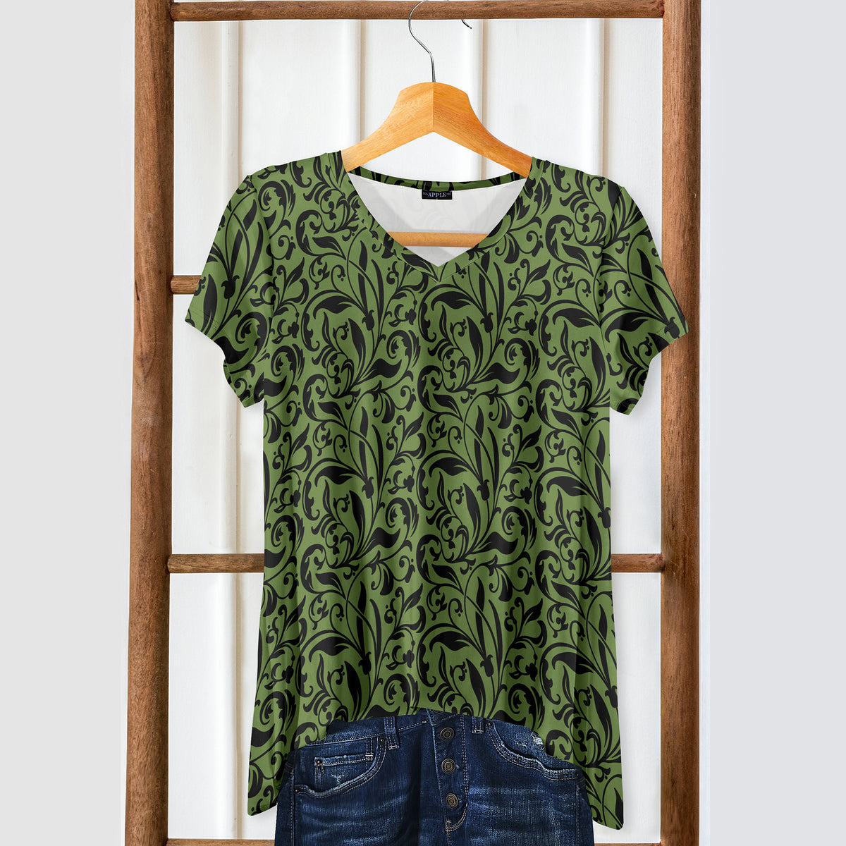 Short Sleeve V-Neck Tunic - Floral