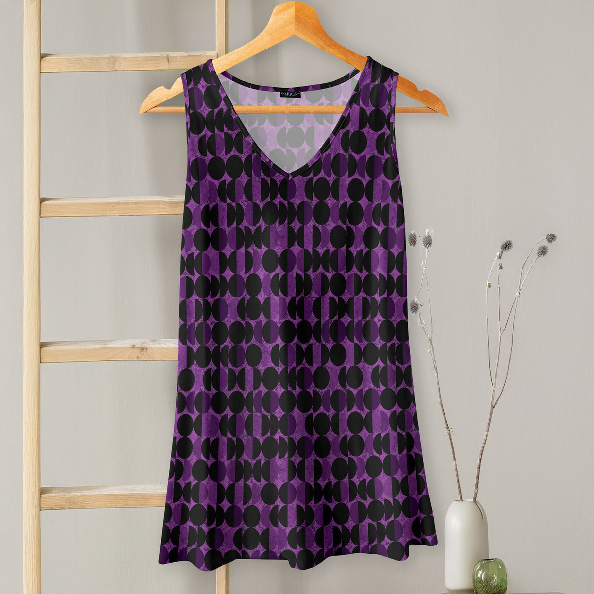 V-neck Sleeveless Top - Geometric
