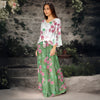 2 Piece Set - Front Tie Three Quarter Sleeve Top and Maxi Skirt - Floral