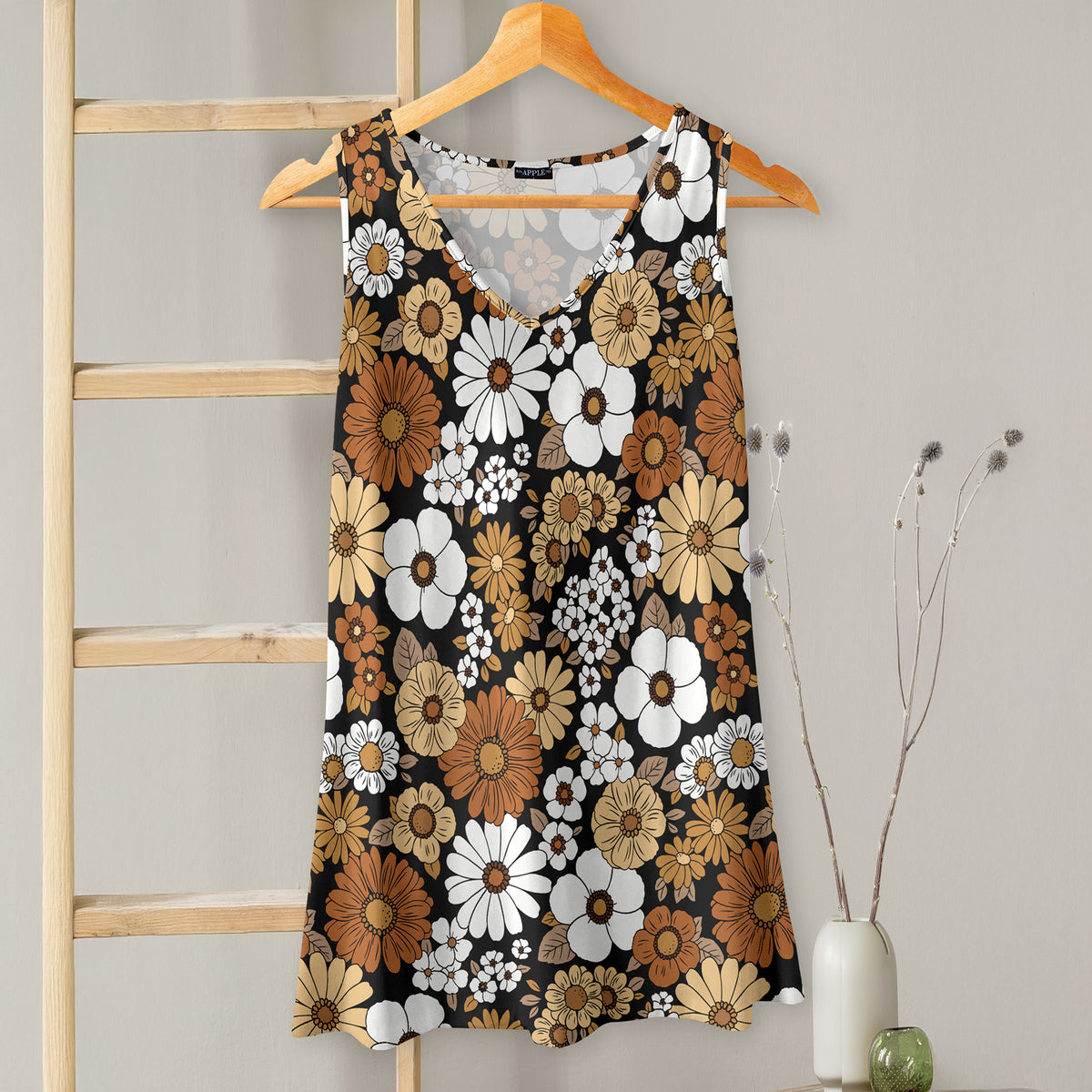 V-neck Sleeveless Top - Floral
