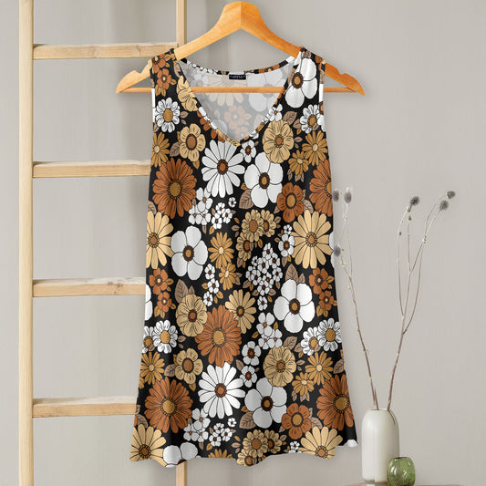 V-neck Sleeveless Top - Floral